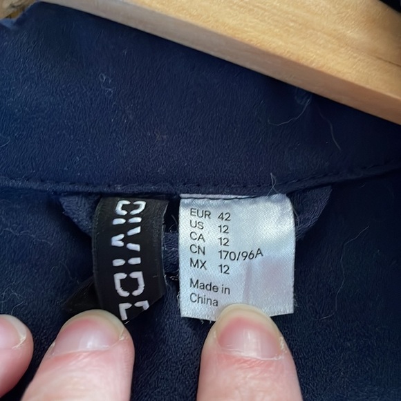 Divided H&M Navy Blue Open Front Blazer Size 12 Women's Long Sleeve Business - Picture 3 of 8